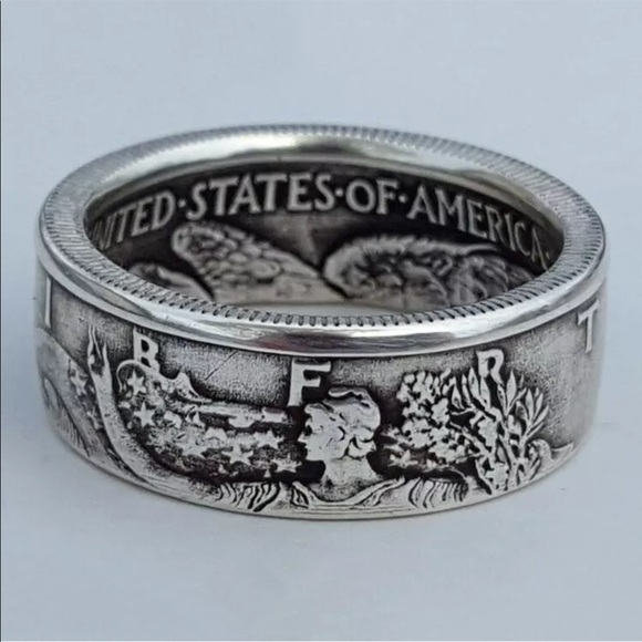 New Half Dollar Silver Color Coin Ring - Picture 4 of 4
